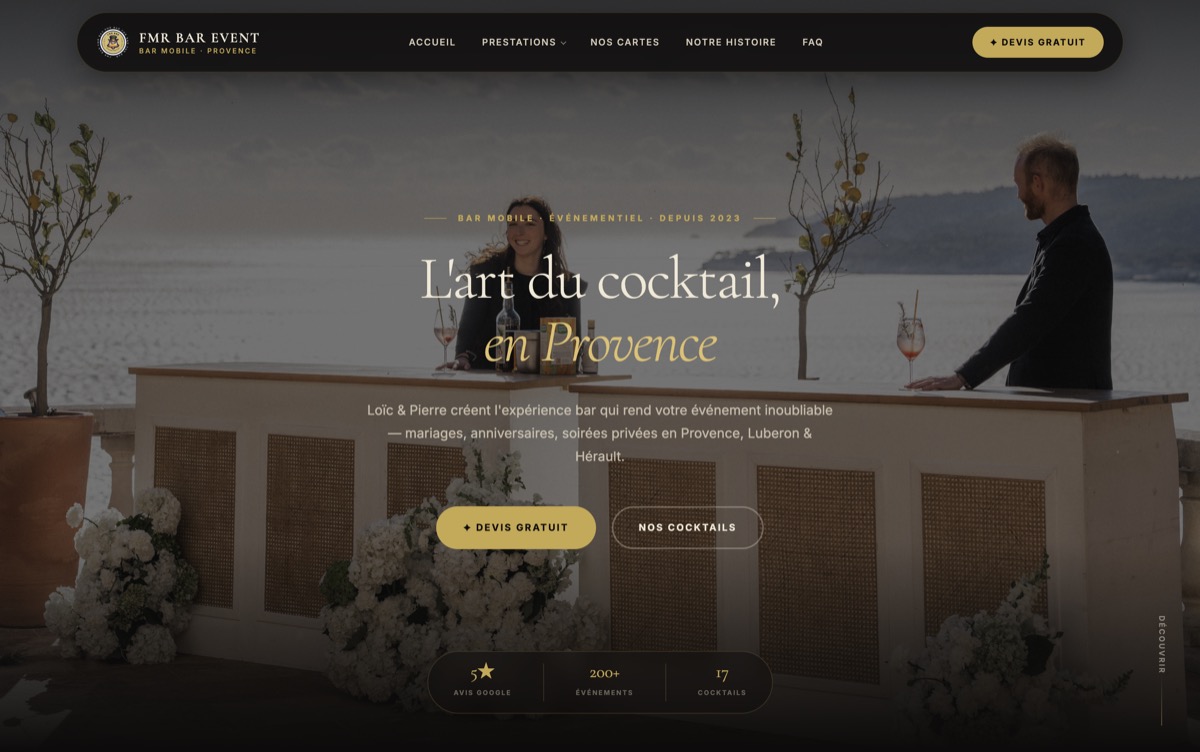 Aperçu du site FMR Bar Event